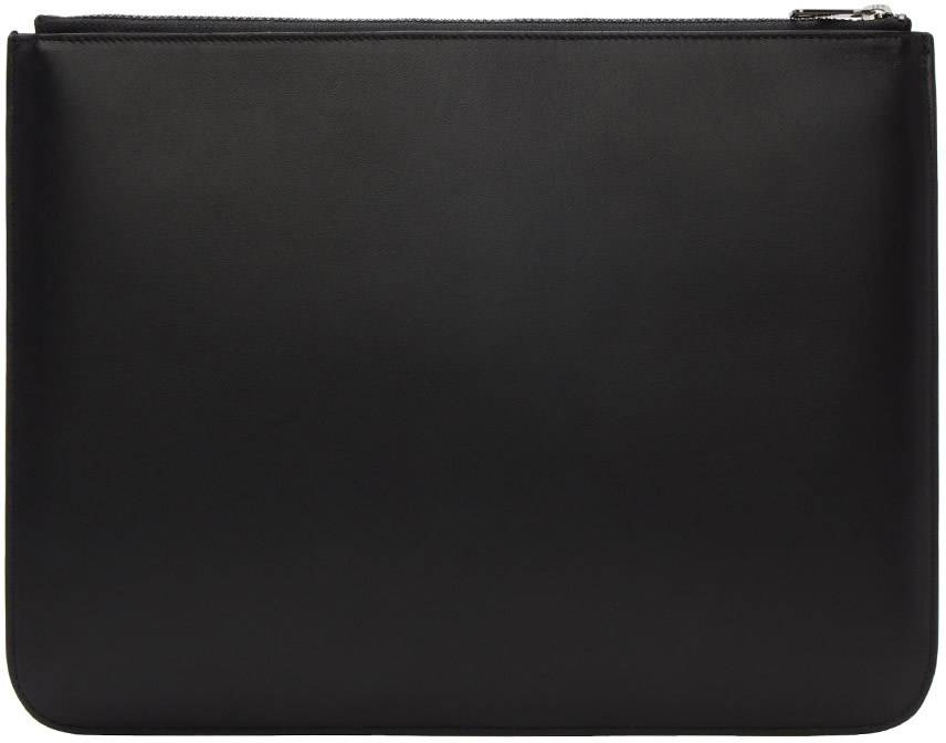 4 Stores: NEIL BARRETT Bolt Intarsia Leather Large Pouch, Black/White ...