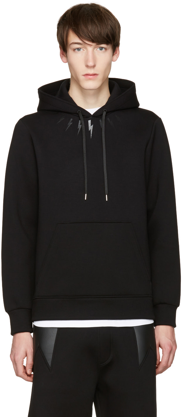 Neil Barrett: Black Thunderbolt Hoodie | SSENSE