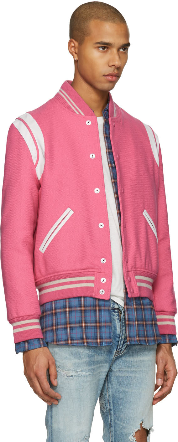 4 Stores In Stock: SAINT LAURENT Teddy Jacket In Rose Virgin Wool And ...