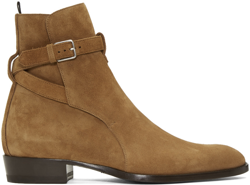 Saint Laurent: Brown Suede Wyatt Jodhpur Boots | SSENSE