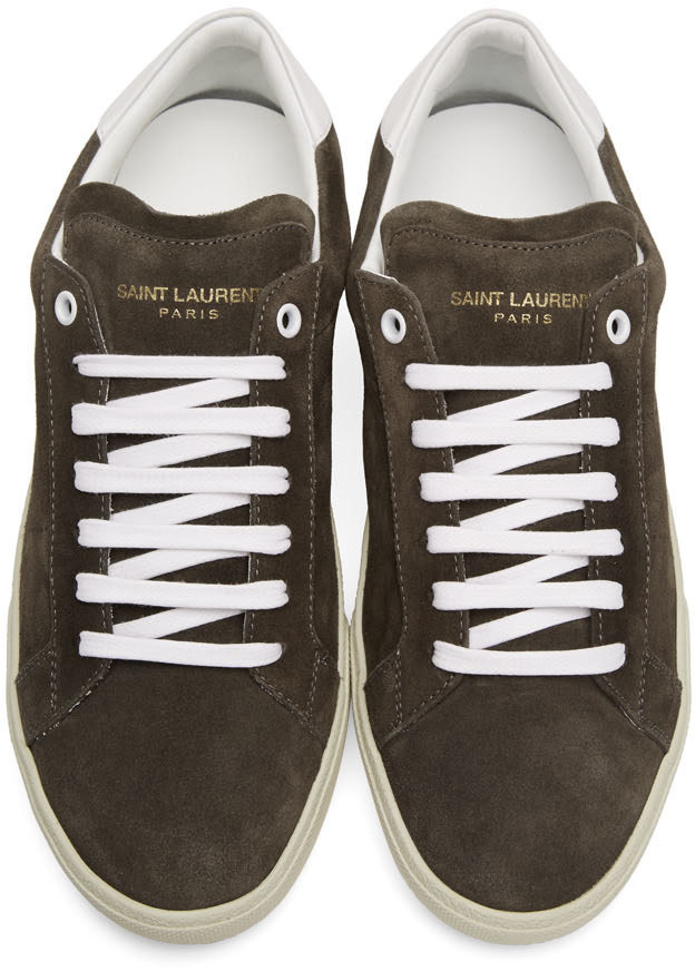 SAINT LAURENT Brown Suede SL/06 Court Classic Sneakers