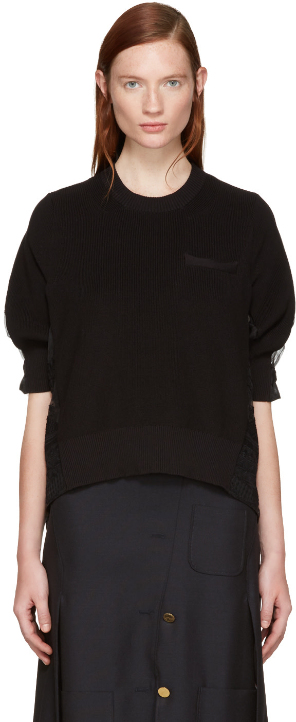 Sacai: Black Tribal Lace Pullover | SSENSE