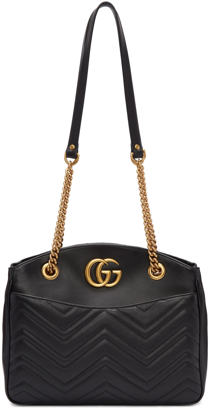 Gucci: Black Medium GG Marmont Tote | SSENSE