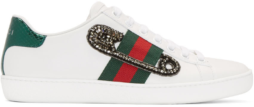 gucci ace embellished leather sneakers