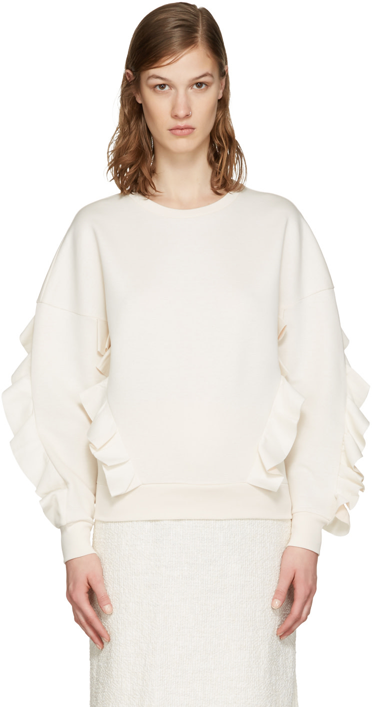 Stella McCartney: Ivory Frills Pullover | SSENSE