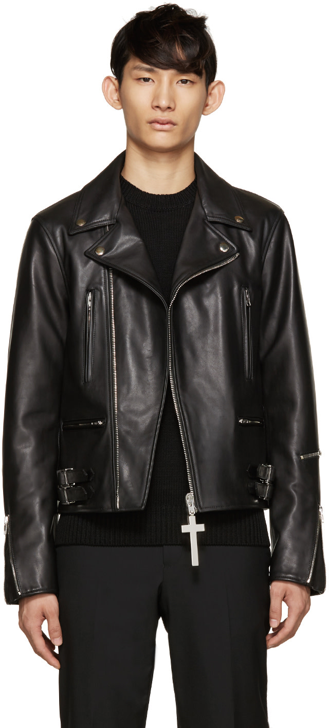 Givenchy: Black Leather Biker Jacket | SSENSE