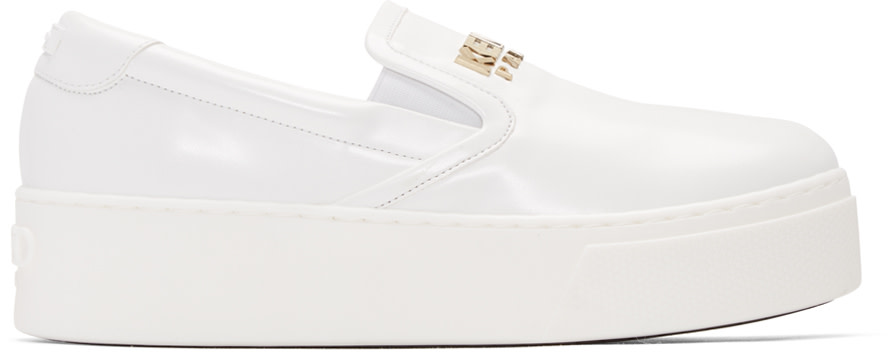 Kenzo - White Faux-Leather Logo Sneakers