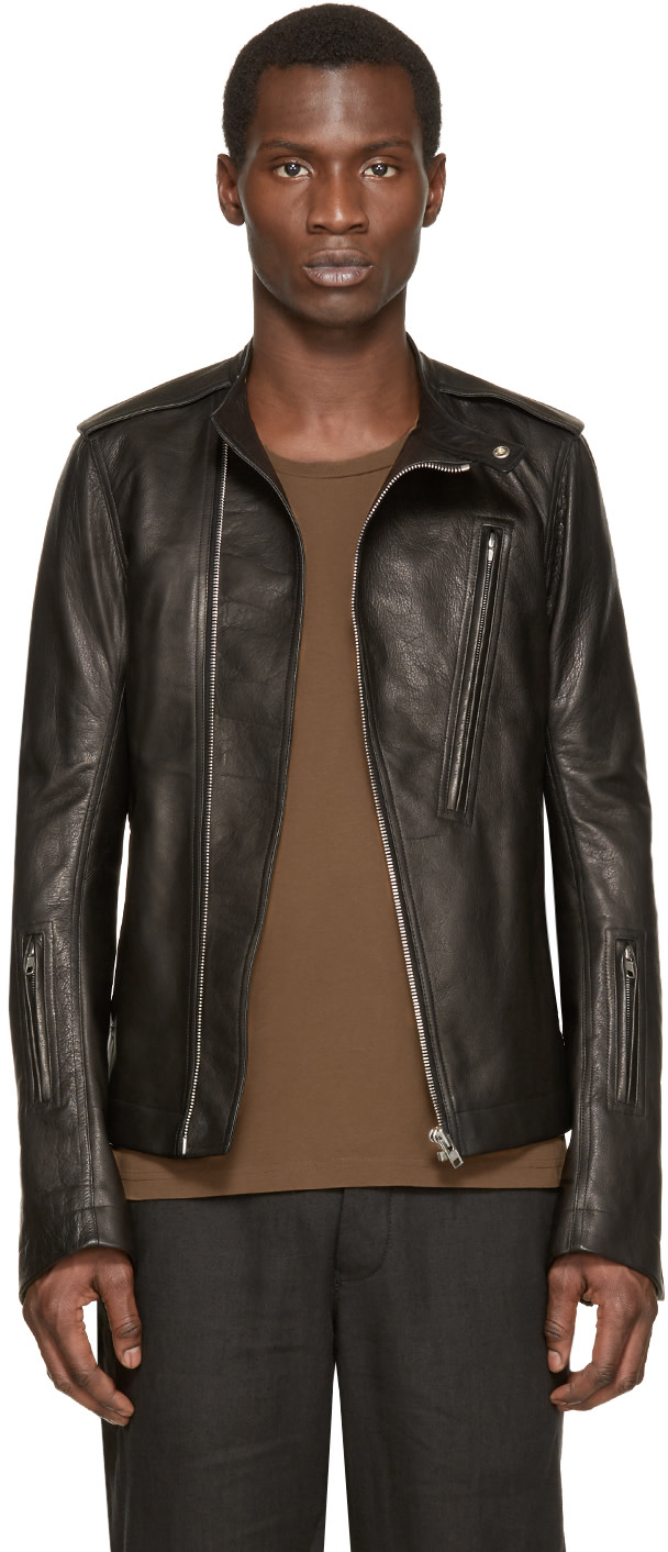 Rick Owens: Black Leather Cyclops Biker Jacket | SSENSE