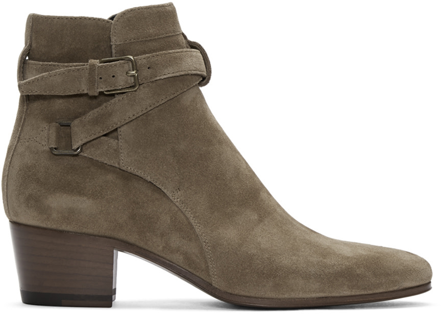 Saint Laurent: Brown Suede Blake Jodhpur Boots | SSENSE