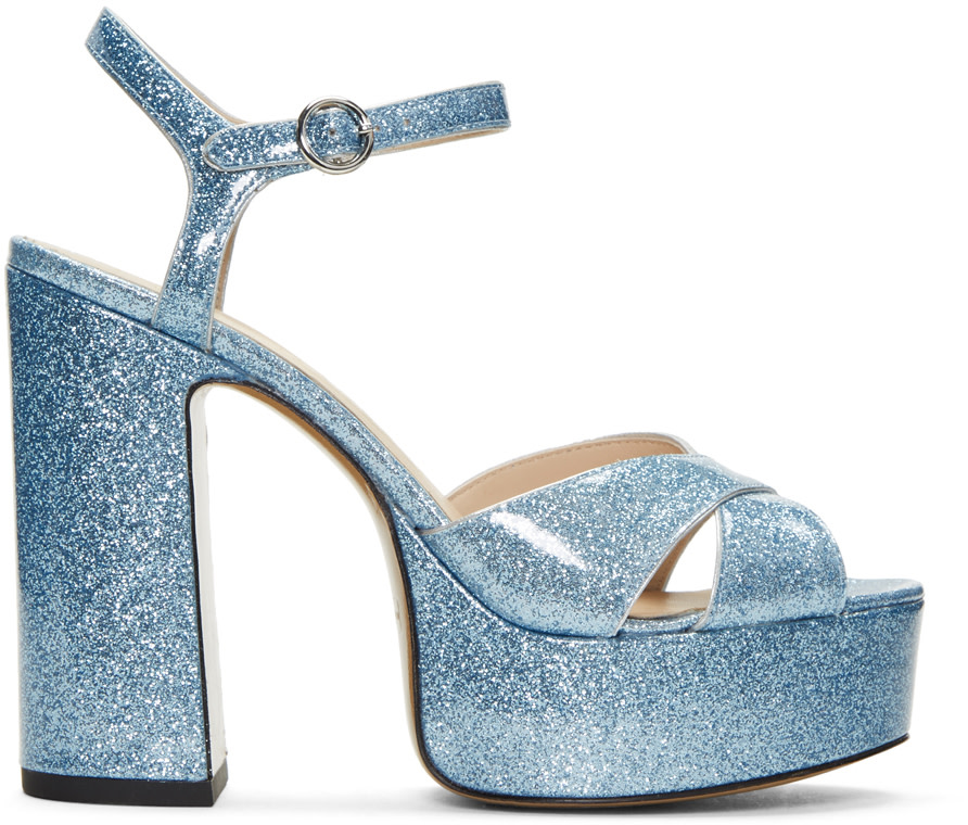 MARC JACOBS Blue Glitter Lust Platform Sandals | ModeSens