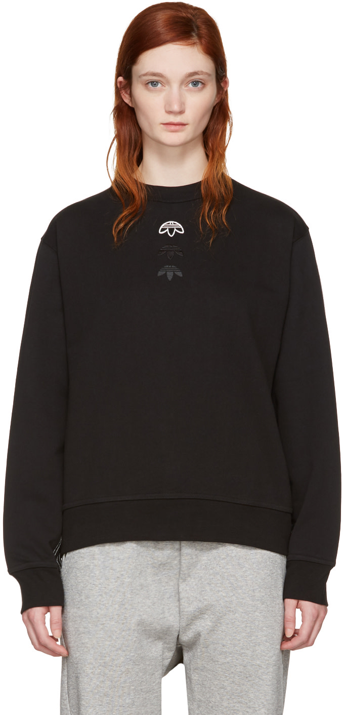 ADIDAS ORIGINALS BY ALEXANDER WANG Black Logo Crew Sweatshirt | ModeSens