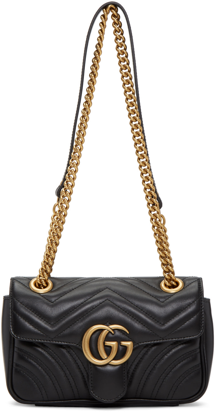 GUCCI Small Gg Marmont Matelassé Leather Chain Shoulder Bag in Black | ModeSens