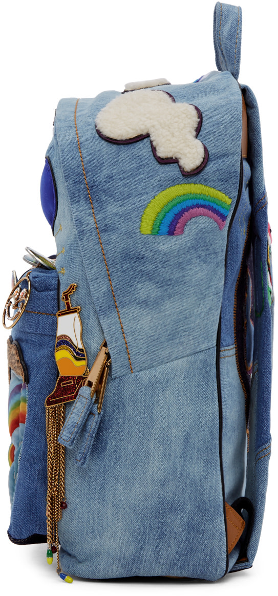 MARC JACOBS Blue Julie Verhoeven Edition Biker Denim Backpack