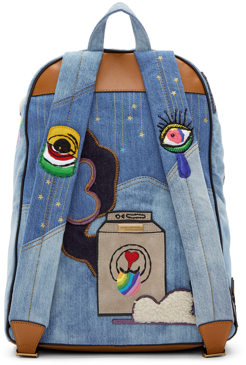 MARC JACOBS Blue Julie Verhoeven Edition Biker Denim Backpack