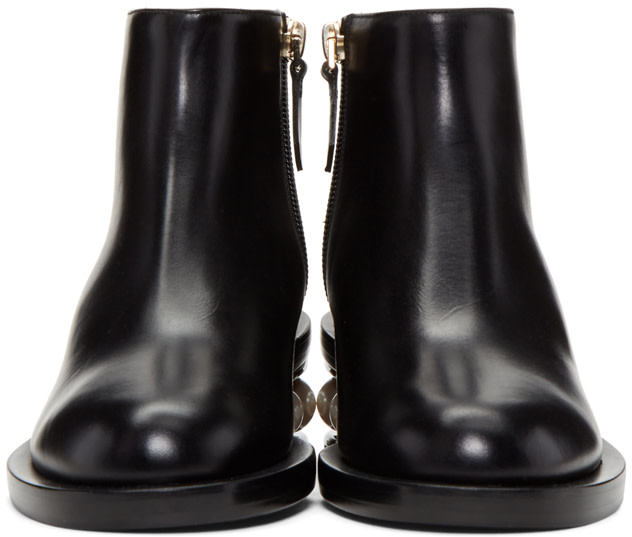 NICHOLAS KIRKWOOD 'Casati' Faux Pearl Heel Leather Ankle Boots in Black | ModeSens