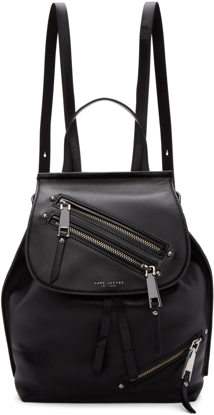 Marc Jacobs Black Leather Zip Backpack | ModeSens