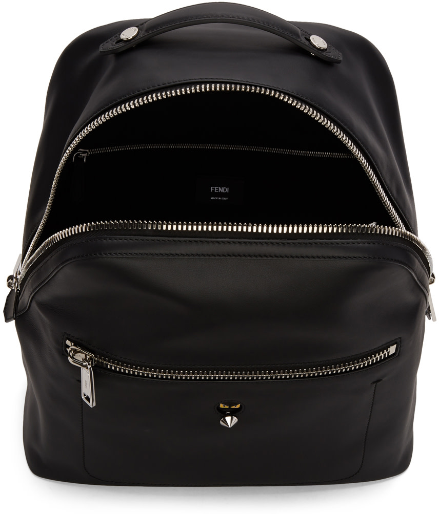 FENDI Black Leather 'Micro Bugs' Backpack | ModeSens