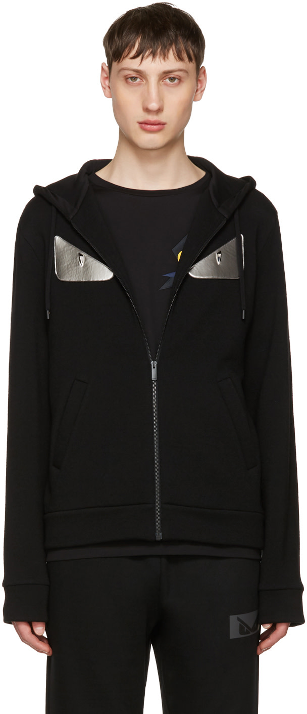 FENDI Black 'Bag Bugs' Zip Hoodie | ModeSens