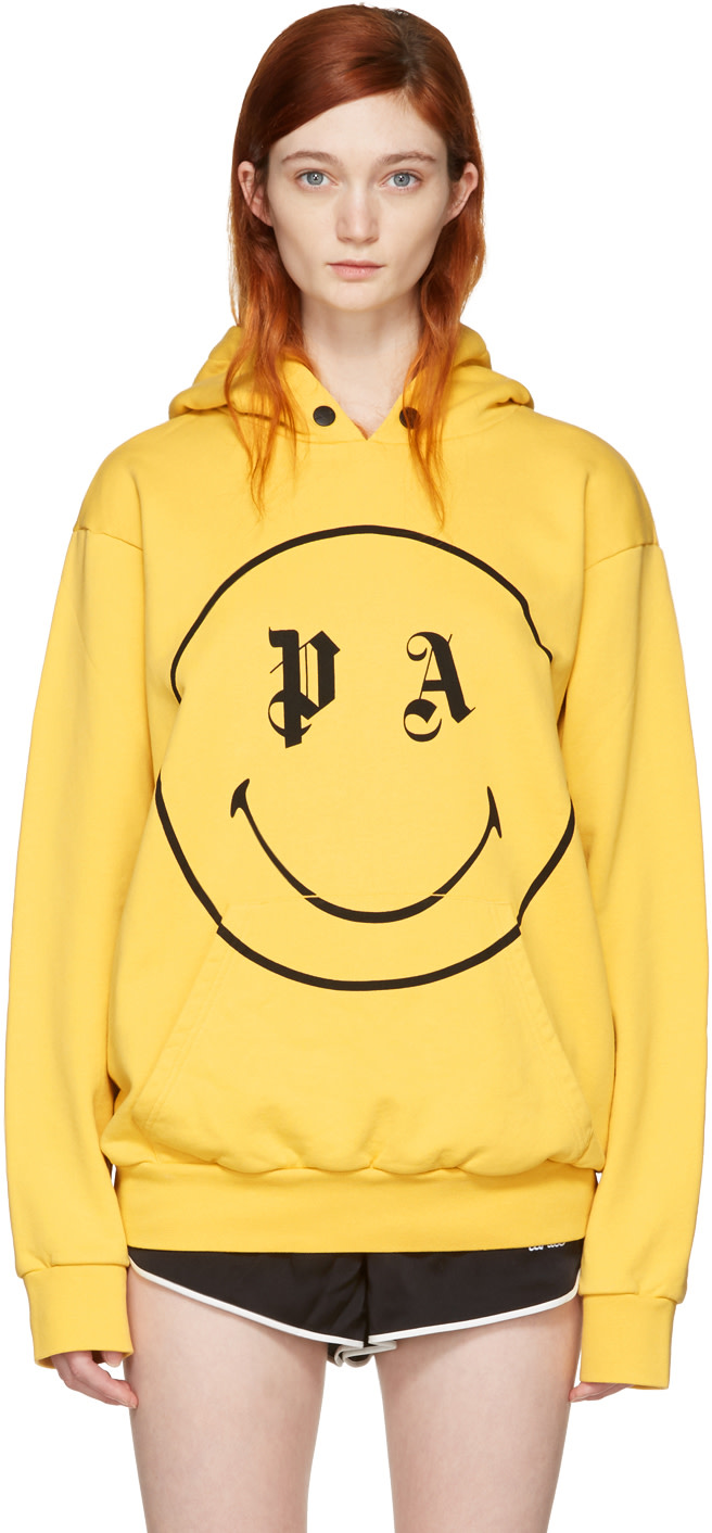 PALM ANGELS Ssense Exclusive Yellow Pa Smiling Hoodie | ModeSens