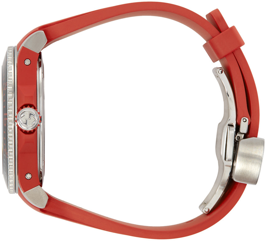 GUCCI RED AND SILVER DIVE WATCH