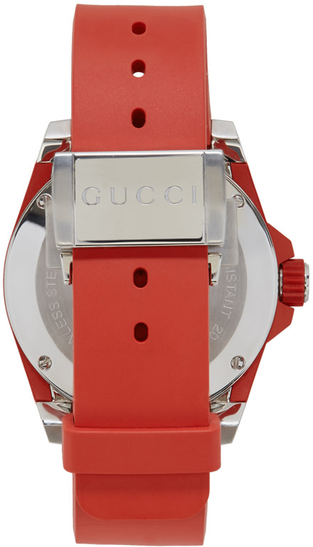 GUCCI RED AND SILVER DIVE WATCH