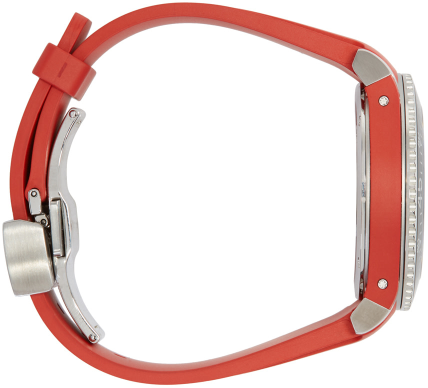 GUCCI RED AND SILVER DIVE WATCH