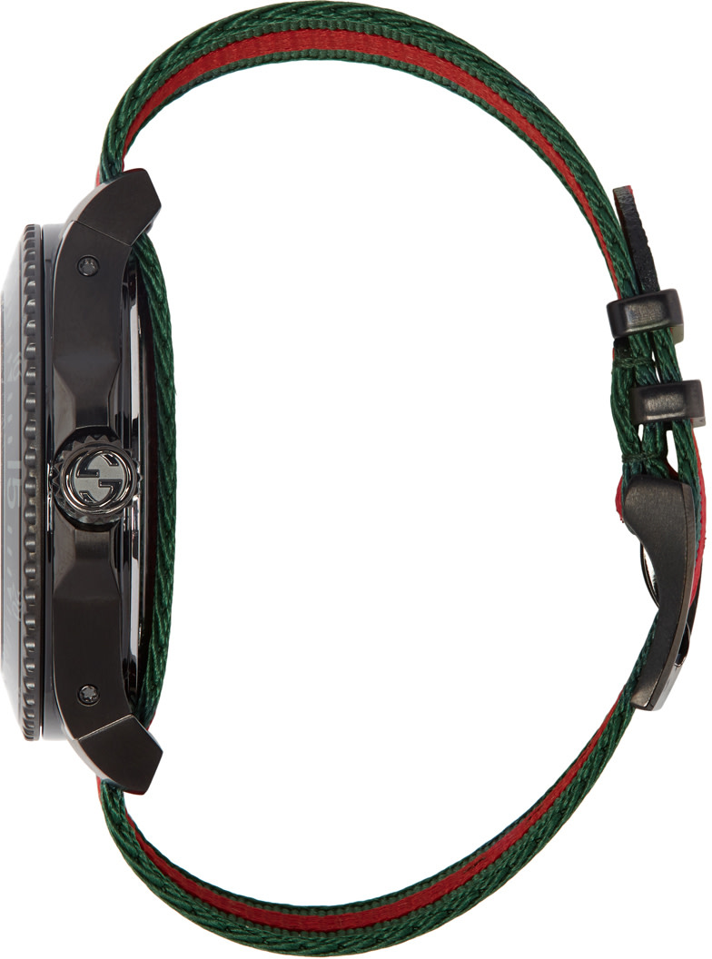 GUCCI GREEN AND RED WEB BEE DIVE WATCH