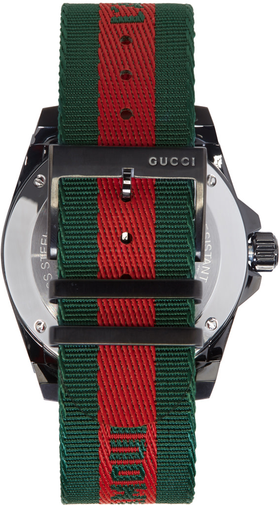 GUCCI GREEN AND RED WEB BEE DIVE WATCH