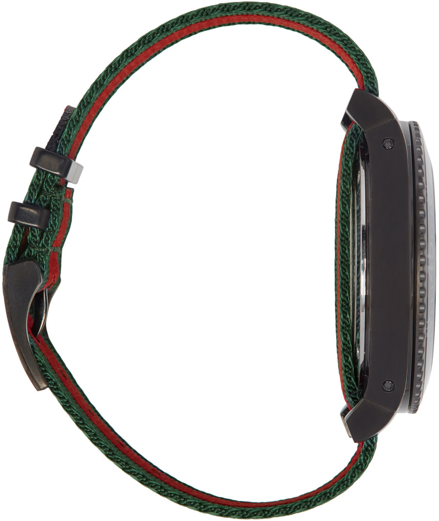 GUCCI GREEN AND RED WEB BEE DIVE WATCH
