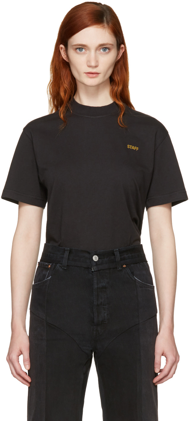 VETEMENTS Black Basic 'Staff' T-Shirt | ModeSens