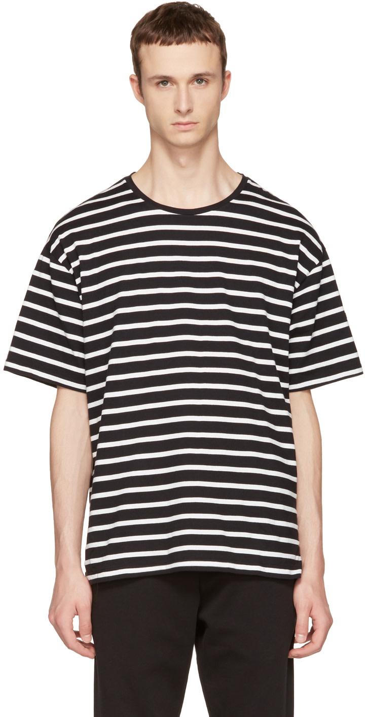 BURBERRY Totford Striped Cotton Oversized T-Shirt, Black/White | ModeSens