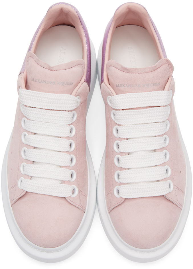 Alexander McQueen: Pink Suede Oversized Sneakers | SSENSE