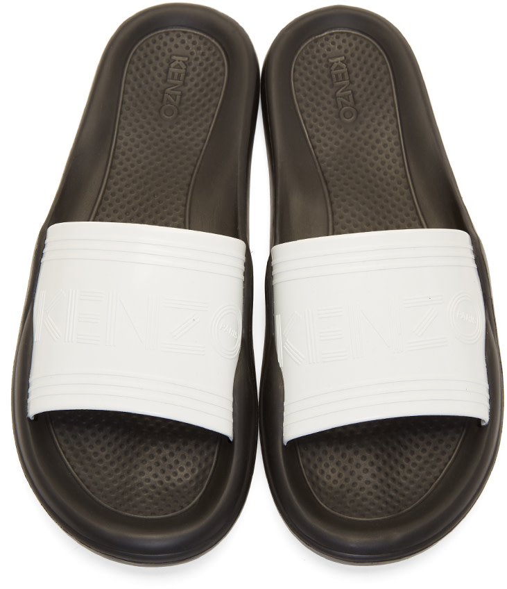 Kenzo - White & Black Pool Gummy Slide Sandals