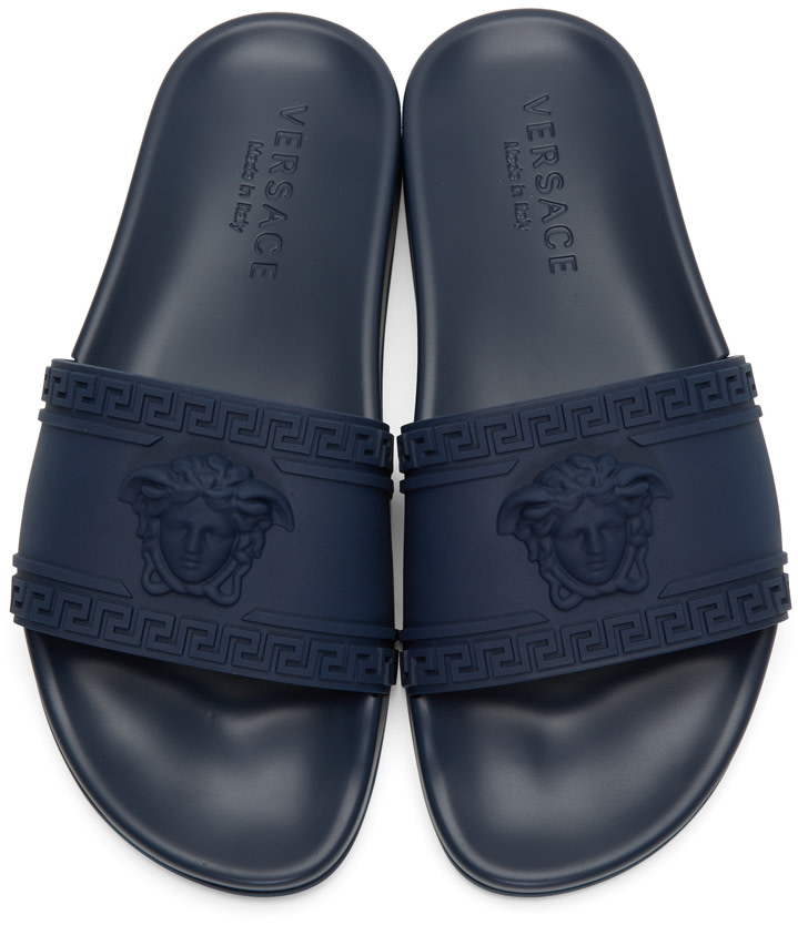 Versace - Navy Medusa Slide Sandals