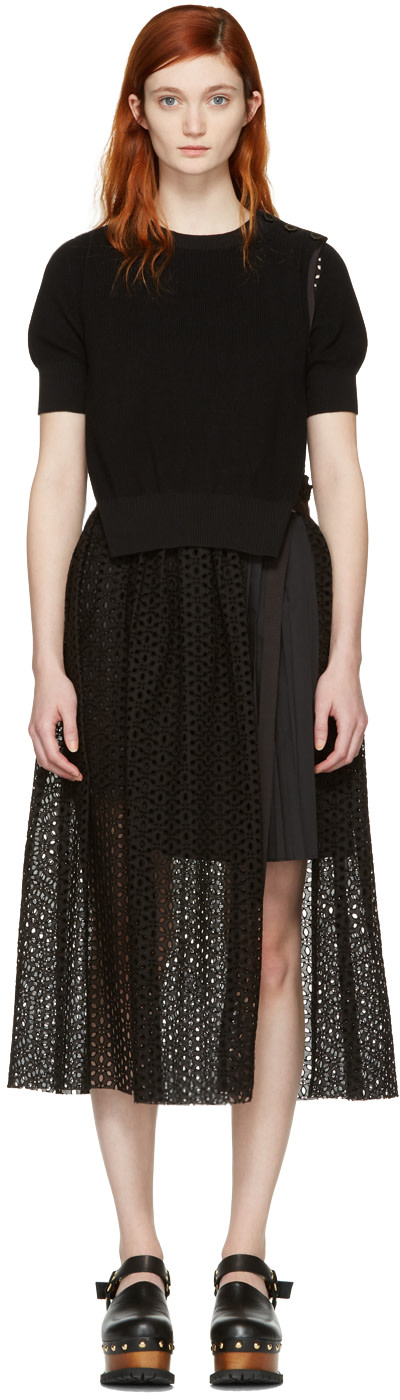 Sacai - Black Dot Lace Dress