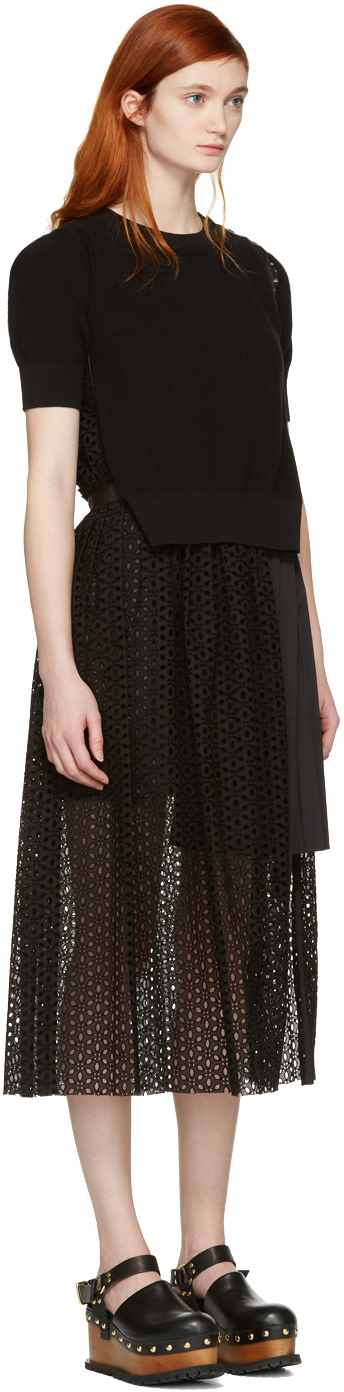 Sacai - Black Dot Lace Dress