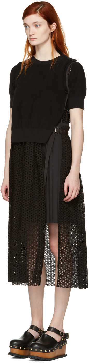 Sacai - Black Dot Lace Dress