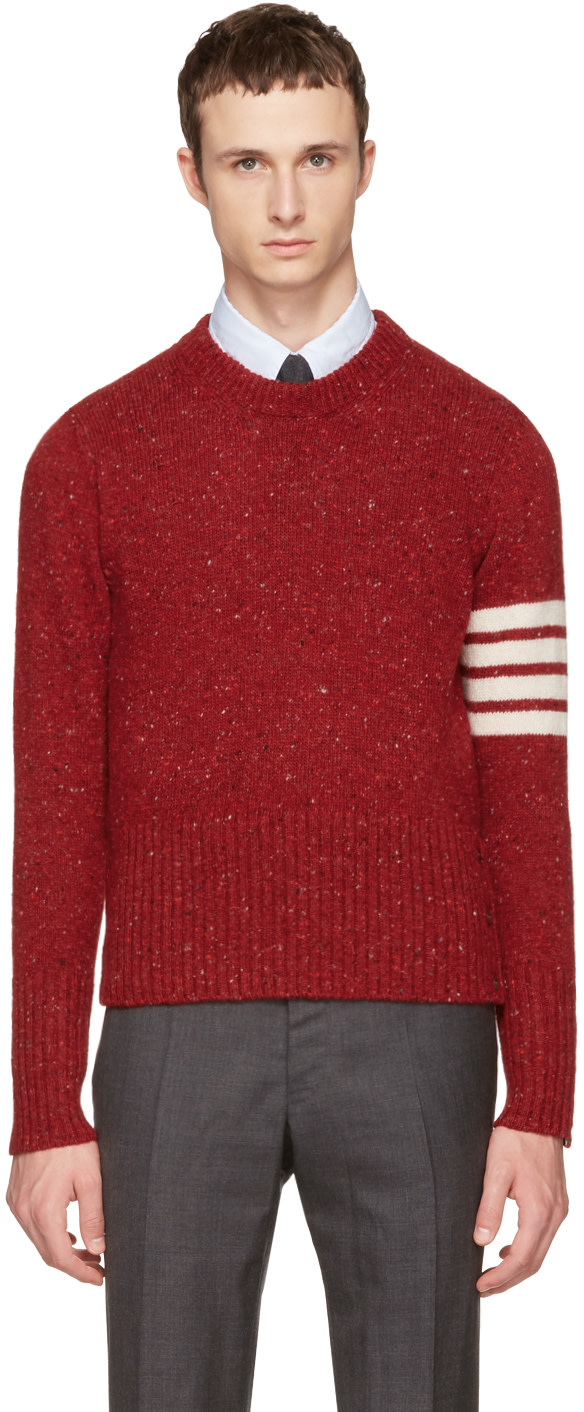 striped mélange wool and mohair-blend sweater, red