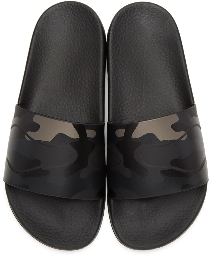 Valentino - Black Camo Slide Sandals
