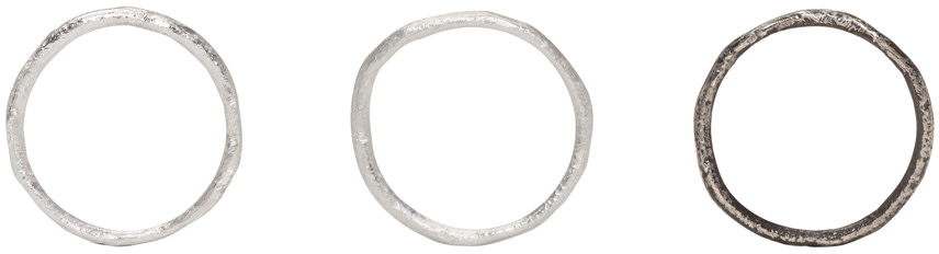 PEARLS BEFORE SWINE PEARLS BEFORE SWINE SILVER SET OF THREE SIMPLE BAND RINGS