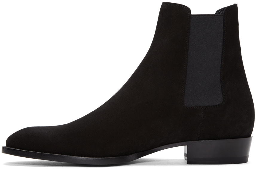 SAINT LAURENT Classic Wyatt 30 Chelsea Boot In Black Suede | ModeSens