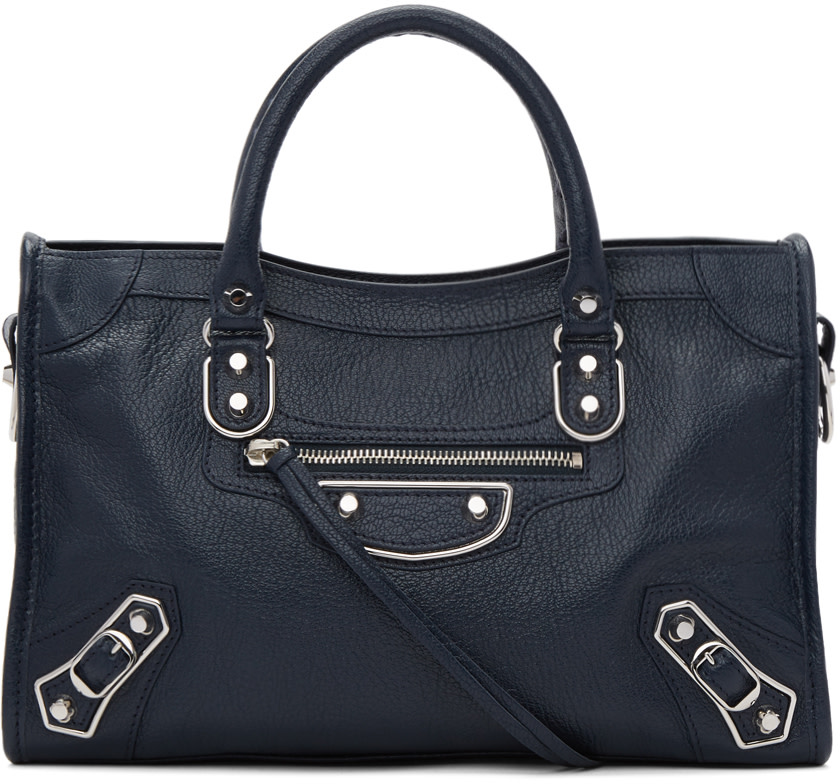 Click to view more detailed imagery on our partner's website Balenciaga Metallic Edge Nickel City Bag, Royal Blue