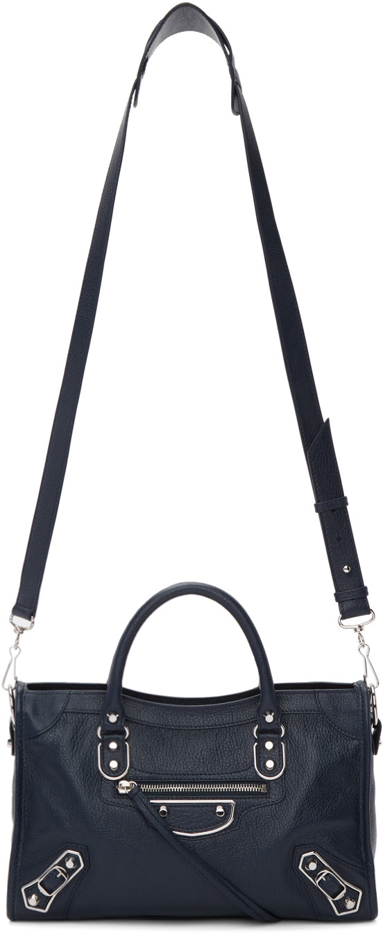 BALENCIAGA Blue Metallic Edge City S Bag