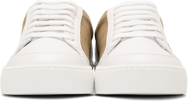 burberry salmond leather and cotton sneakers