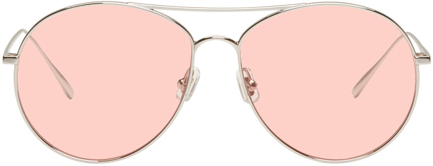 Gentle Monster - Silver & Pink Ranny Ring Aviator Sunglasses 