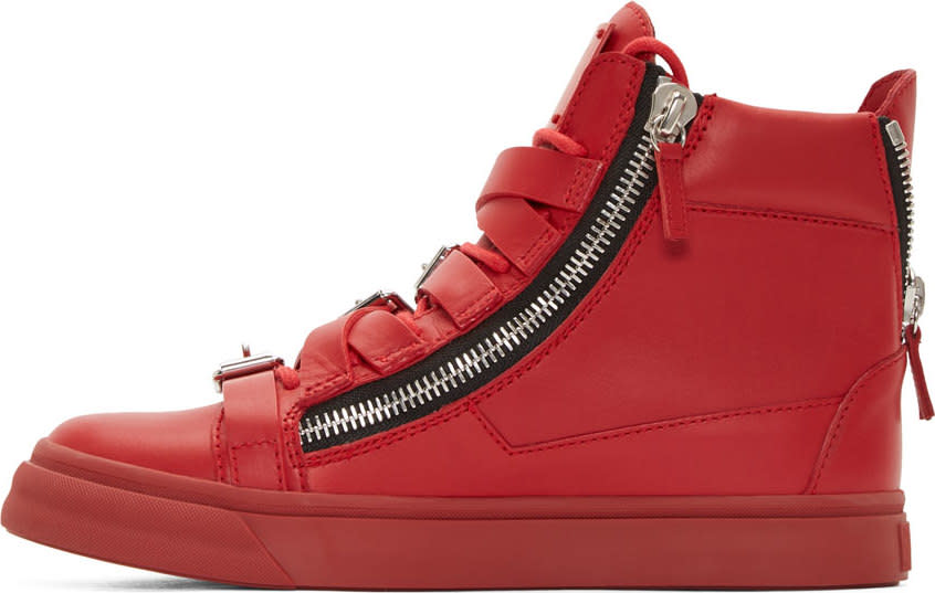 Giuseppe Zanotti: Red Strapped London Birel Sneakers | SSENSE