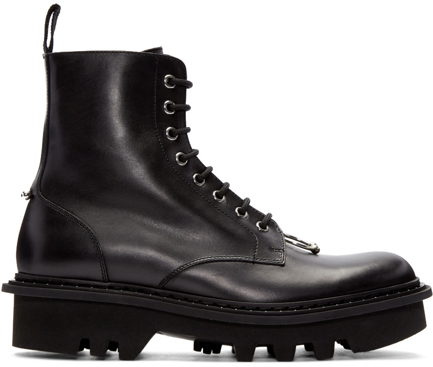 Neil Barrett: Black Pierced Punk Boots | SSENSE