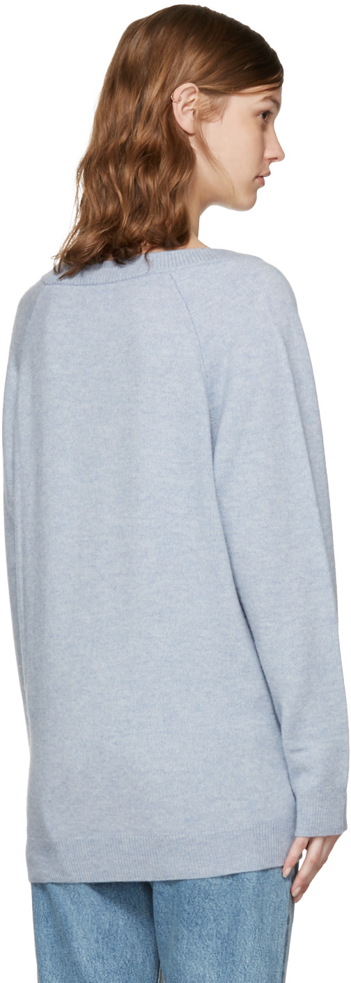 T by Alexander Wang: Blue V-Neck Sweater | SSENSE