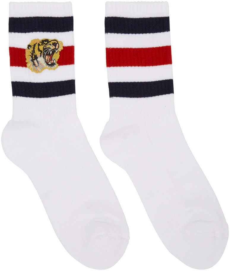 Gucci White Tiger Socks SSENSE