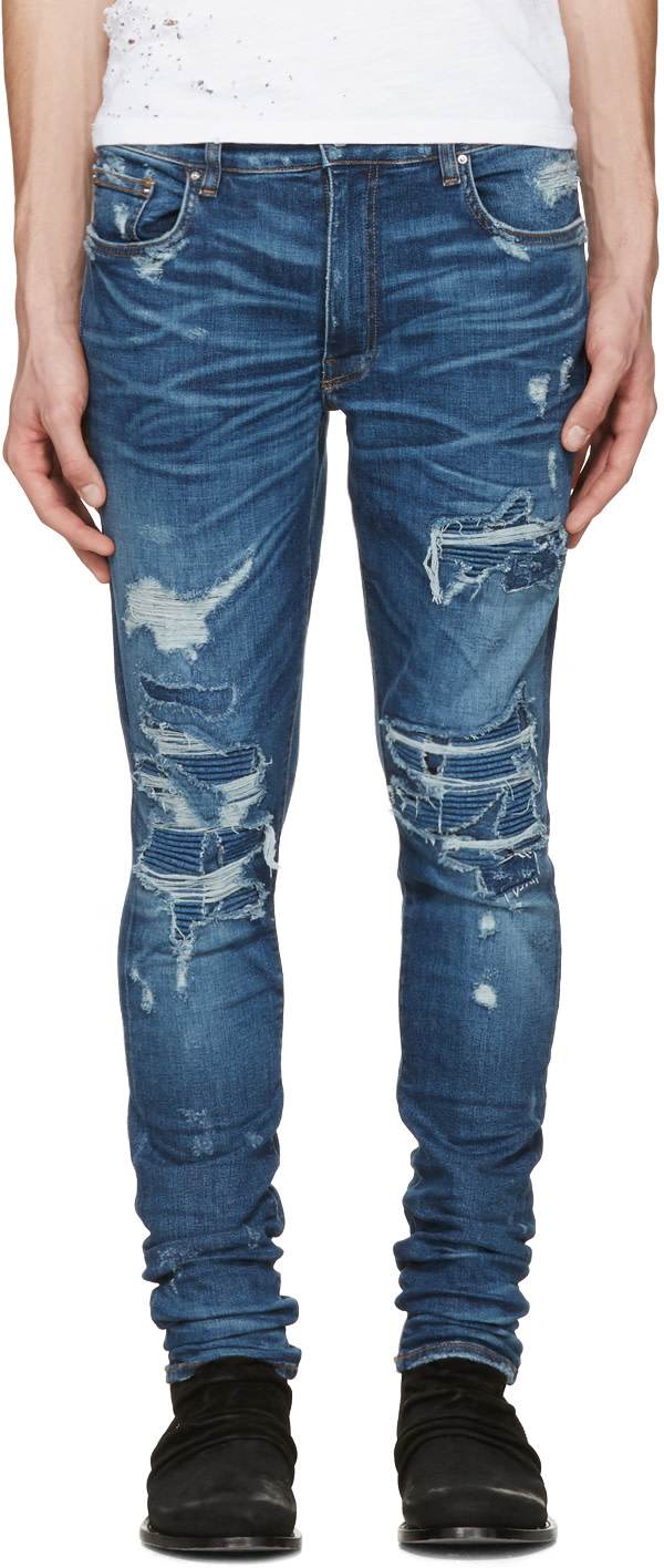 Amiri: Indigo Skinny MX1 Patch Jeans | SSENSE